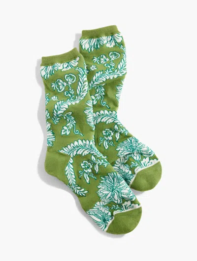 Talbots Climbing Chrysanthemum Trouser Socks - Green Fern - 001  In Green