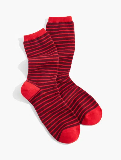 Talbots Bedmond Stripe Trouser Socks - Rich Burgundy - 001  In Red