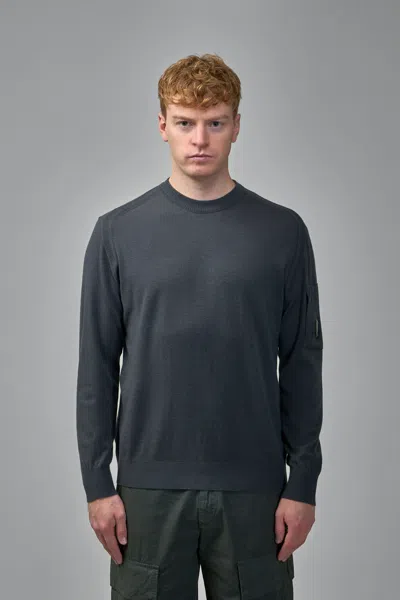 C.p. Company Extrafine Merino Wool Crewneck Sweater In Gray