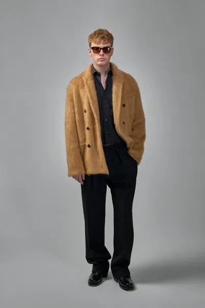 Tom Ford Double-breasted Cashmere Mohair Jacket In Neutral