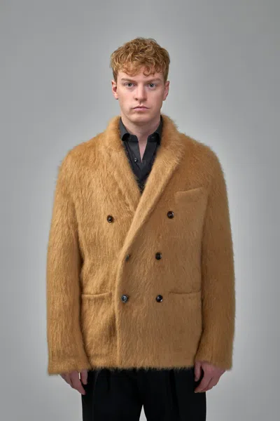Tom Ford Double-breasted Cashmere Mohair Jacket In Neutral