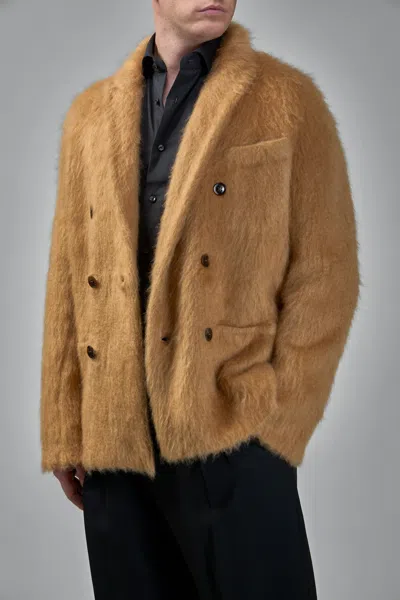 Tom Ford Double-breasted Cashmere Mohair Jacket In Neutral