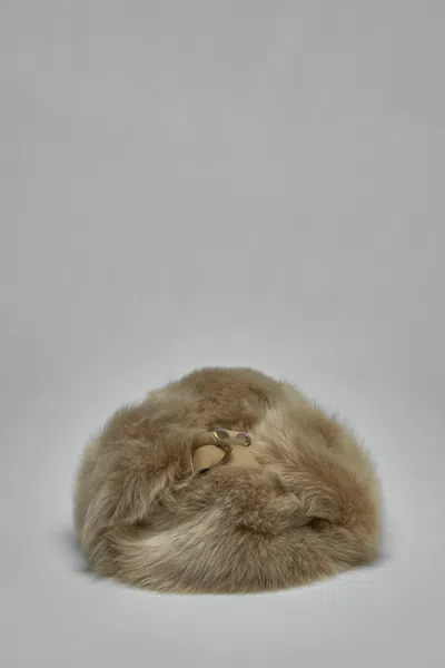 Burberry Shearling Trapper Hat In Neutral