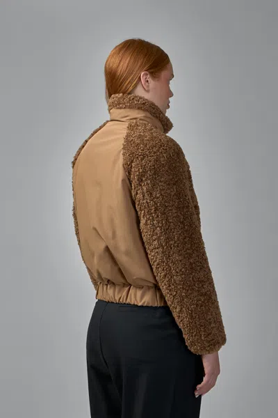 Moncler Coligny Shell-trimmed Fleece Down Jacket In Brown