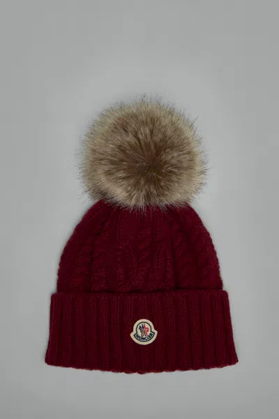 Moncler Cashmere Beanie With Pom Pom In Red