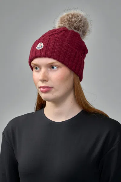 Moncler Cashmere Beanie With Pom Pom In Red