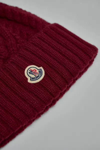 Moncler Cashmere Beanie With Pom Pom In Red