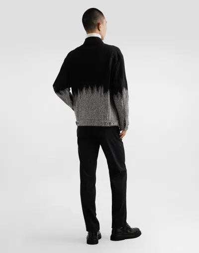 Dolce & Gabbana Herringbone-pattern Denim Jacket In Black