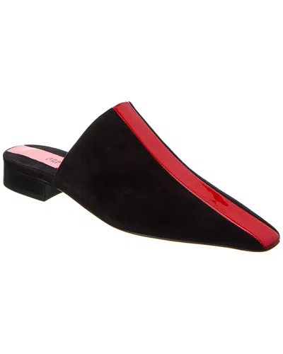 Ferragamo Patent Stripe Leather Mule In Black