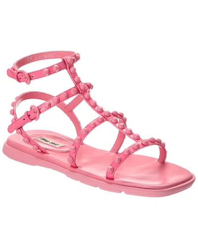 Miu Miu Studded Gladiator Sandals In Pink