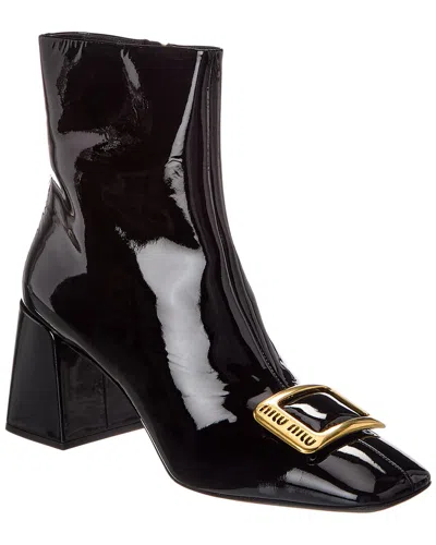 Miu Miu Patent Bootie In Black