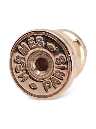 Pre-owned Hermes 2000-2025 Rose Gold Plated Enamel Eileen Push Back Earrings Costume Earrings In Pink