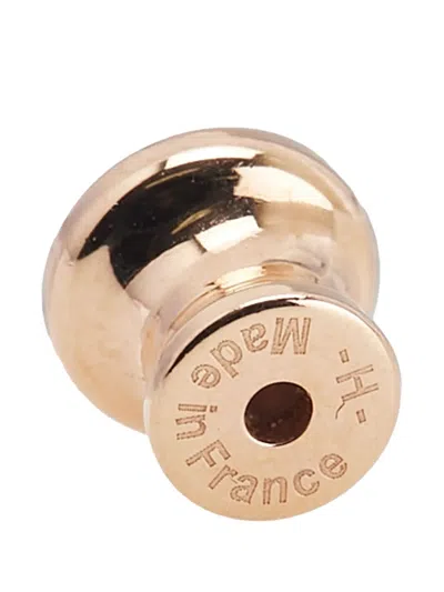 Pre-owned Hermes 2000-2025 Rose Gold Plated Enamel Eileen Push Back Earrings Costume Earrings In Pink