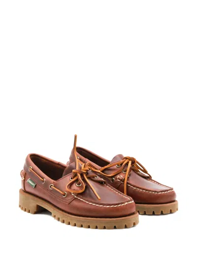 Sebago Ranger Waxy Leather Moccasins In Brown