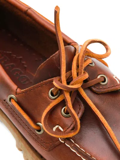 Sebago Ranger Waxy Leather Moccasins In Brown