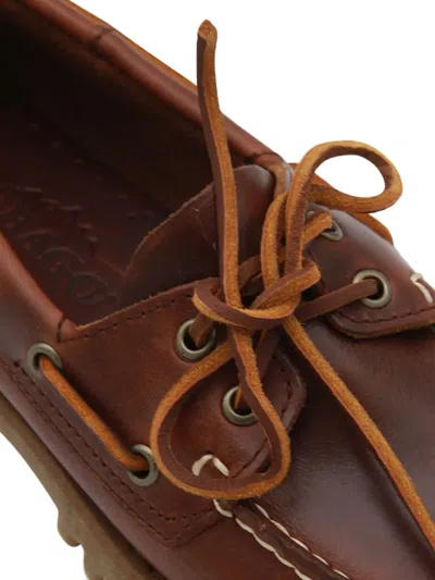 Sebago Ranger Waxy Leather Moccasins In Brown