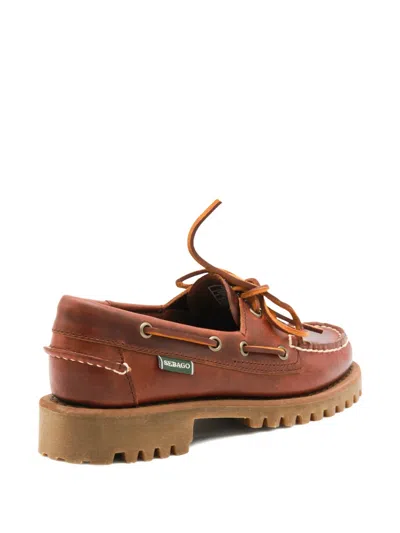 Sebago Ranger Waxy Leather Moccasins In Brown