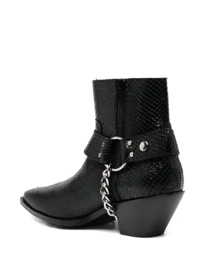 Junya Watanabe Snake Print Texas Ankle Boots In Black