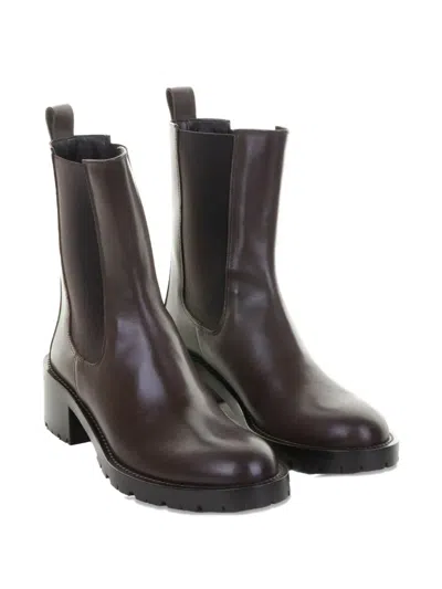 Guglielmo Rotta Dark Brown Leather Ankle Boot With Rubber Sole In Brown