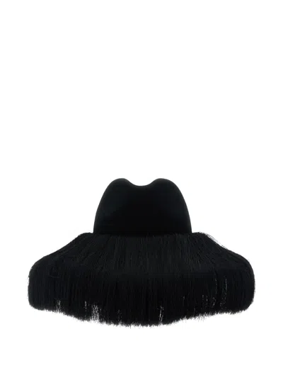 Comme Des Garçons Hizume Collaboration Wide Brim Hat In Black