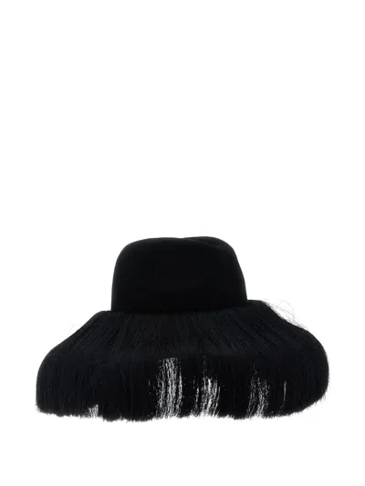 Comme Des Garçons Hizume Collaboration Wide Brim Hat In Black