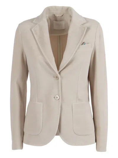 Circolo 1901 Tailored Slim Fit Jacket With Notched Lapel And Buttoned Cuffs In Neutral