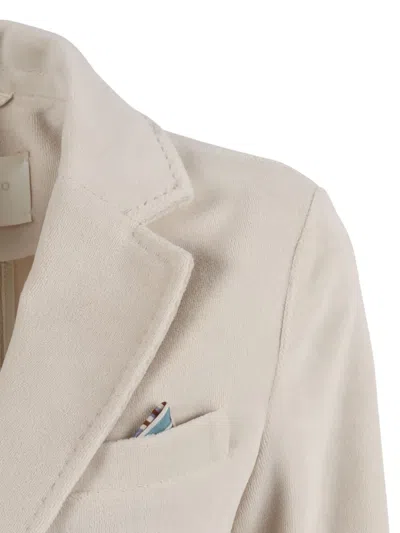 Circolo 1901 Tailored Slim Fit Jacket With Notched Lapel And Buttoned Cuffs In Neutral