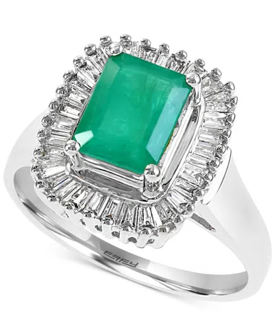 Effy Collection Effy Emerald (1-3/8 Ct. T.w.) And Diamond (1/2 Ct. T.w.) Ring In 14k White Gold (also In Sapphire) In Multi