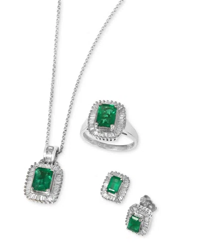 Effy Collection Effy Emerald (1-3/8 Ct. T.w.) And Diamond (1/2 Ct. T.w.) Ring In 14k White Gold (also In Sapphire) In Multi