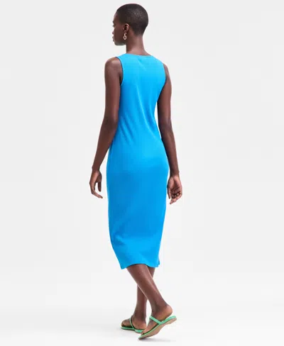 On 34th Women's Rib-knit Button Down Midi Dress, Exclusively At Macy's In Blue