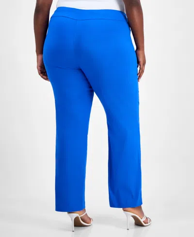 Inc International Concepts Plus Size Mid-rise Pull-on Straight-leg Pants, Created For Macy's In Blue