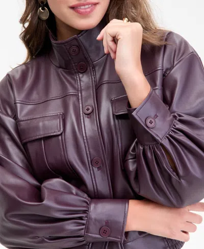 On 34th Women's Faux-leather Bomber Jacket, Macy's Exclusive In Burgundy