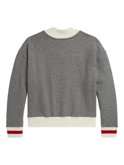 Polo Ralph Lauren Girls 7-16 Flag Mock Neck Sweatshirt In Gray