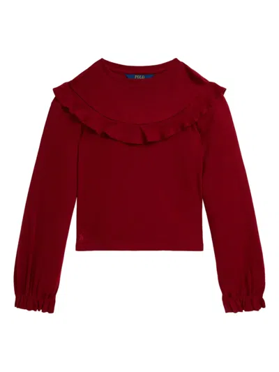 Polo Ralph Lauren Ralph Lauren Ruffled Cotton-modal Top In Red