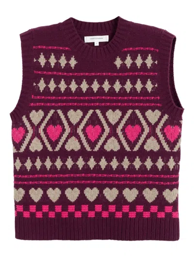 Chinti & Parker Wool Cashmere Hearts And Diamonds Tank In Purple