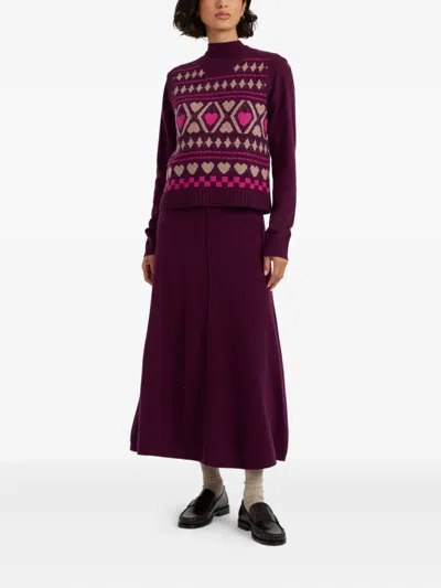 Chinti & Parker Wool Cashmere Hearts And Diamonds Tank In Purple