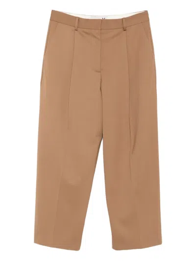 正面褶饰露踝裤