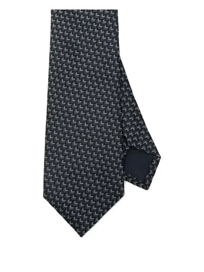 Giorgio Armani Geometric-pattern Tie In Black