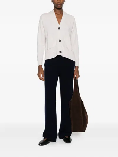 Alpha Studio White Wool-cashmere Blend Cardigan With Front Buttons In Neutral