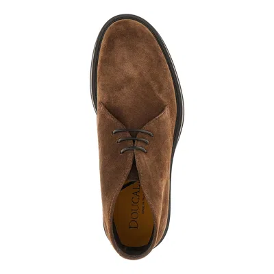Doucal's Suede Leather Laced Shoes In Brown