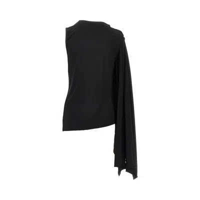 The Row Isadra Draped Crepe-jersey Top In Black