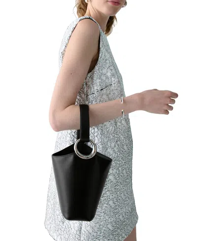 Kate Spade Halo Mini Smooth Leather Bucket Bag In Black