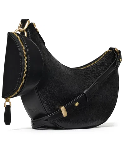 Kate Spade Duo Small Pebbled Leather Crossbody Bag In Black