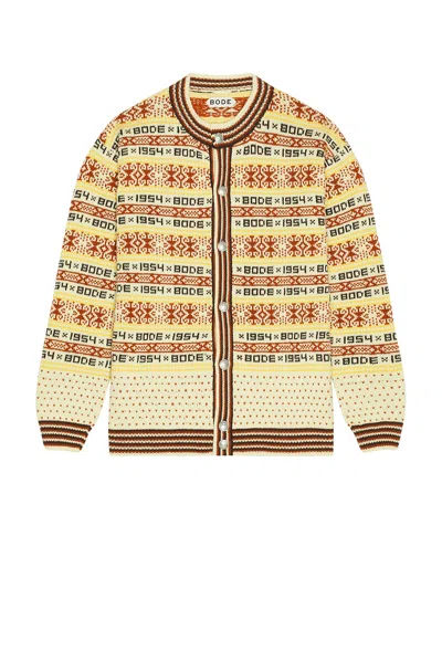Bode Marzipan Jacquard-knit Wool Cardigan In Yellow