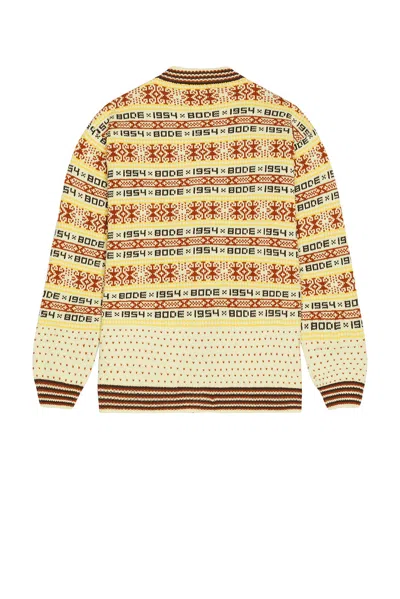 Bode Marzipan Jacquard-knit Wool Cardigan In Yellow