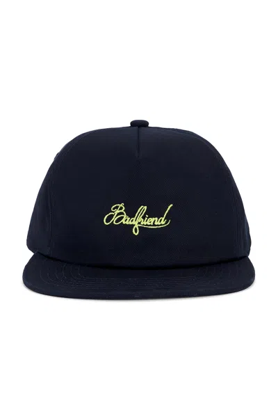 Badfriend Cursive Logo 5 Panel Hat In Blue