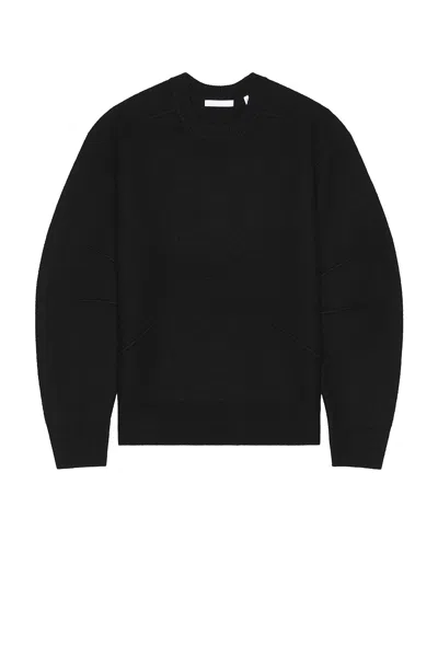 Helmut Lang Boiled Merino Wool Crewneck Sweater In Black