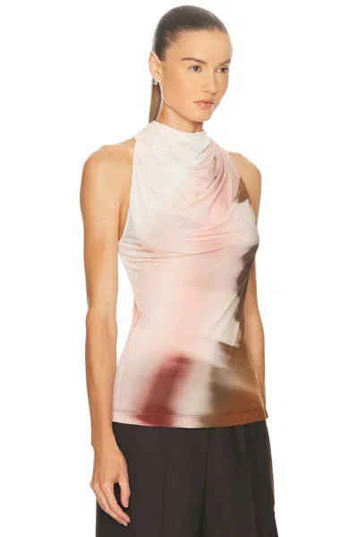 Helmut Lang Batik Print Ruched Sleeveless Top In Multi