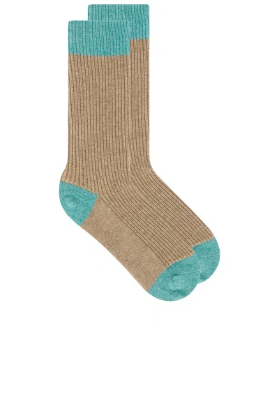 Guest In Residence Ribbed Colour-block Socks In Brown