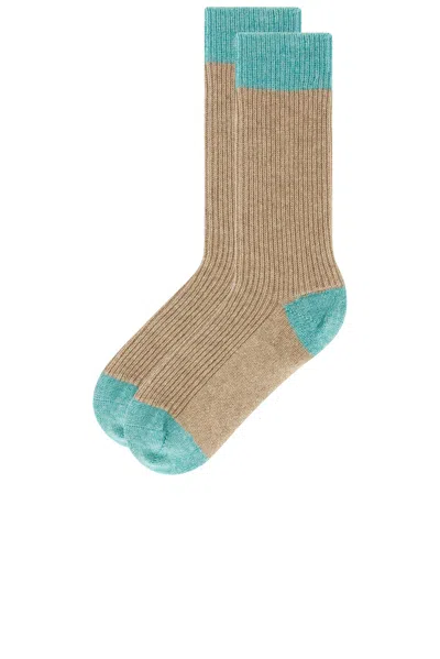 Guest In Residence Ribbed Colour-block Socks In Brown